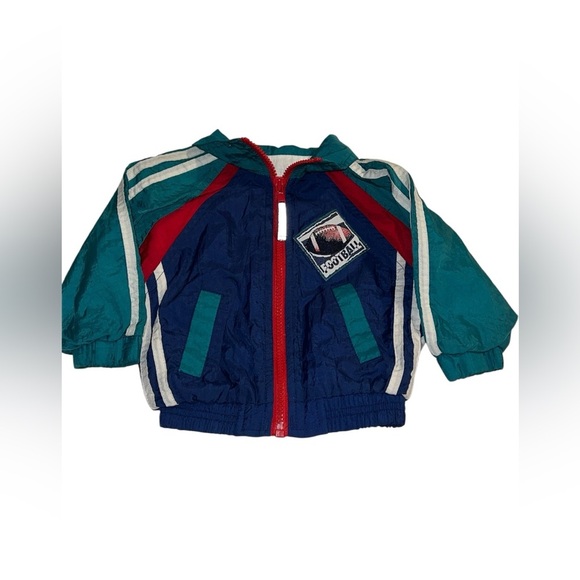 Weather Tamer Other - Vintage 90s W.T. Outerwear 12 Months Toddler Football Track Jacket Windbreaker